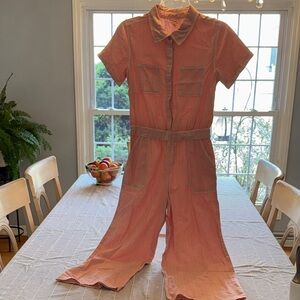 Cat & Jack girls coral/peach jumpsuit size XL 14, LN!